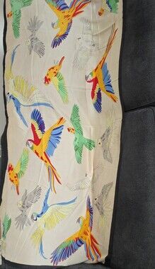 Multicolor Parrot Print Bird-Themed Silk Scarf 72" X34"